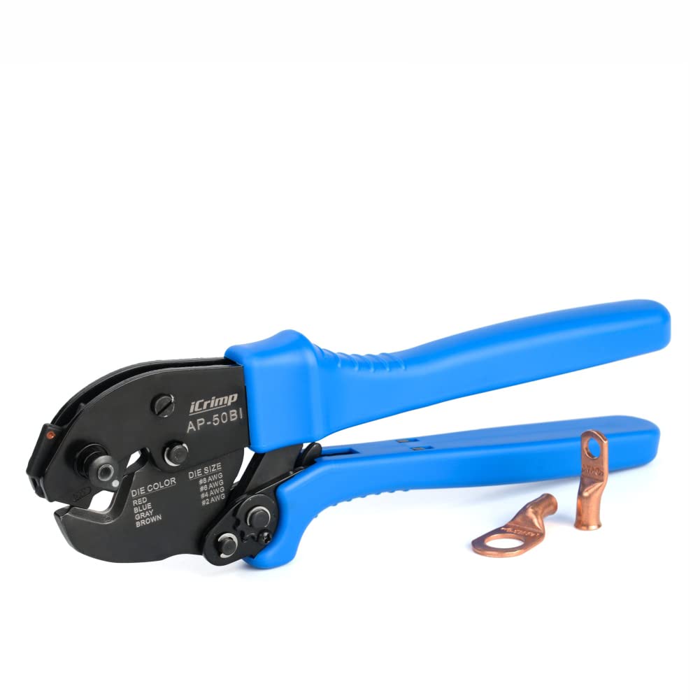 IWISS iCrimp AP-50BI overview image showing a heavy-duty battery crimper for large gauge lugs