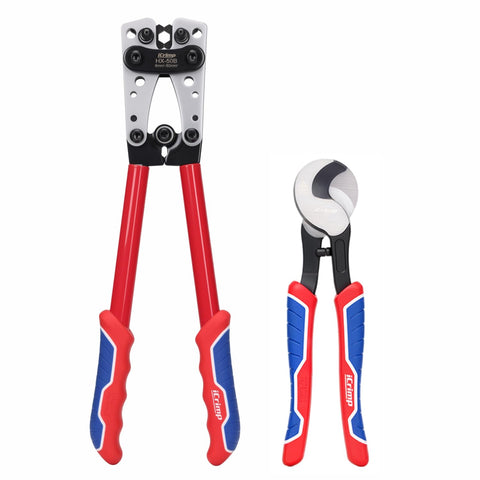 IWISS iCrimp tool performing large 8 AWG lug crimp for heavy cables