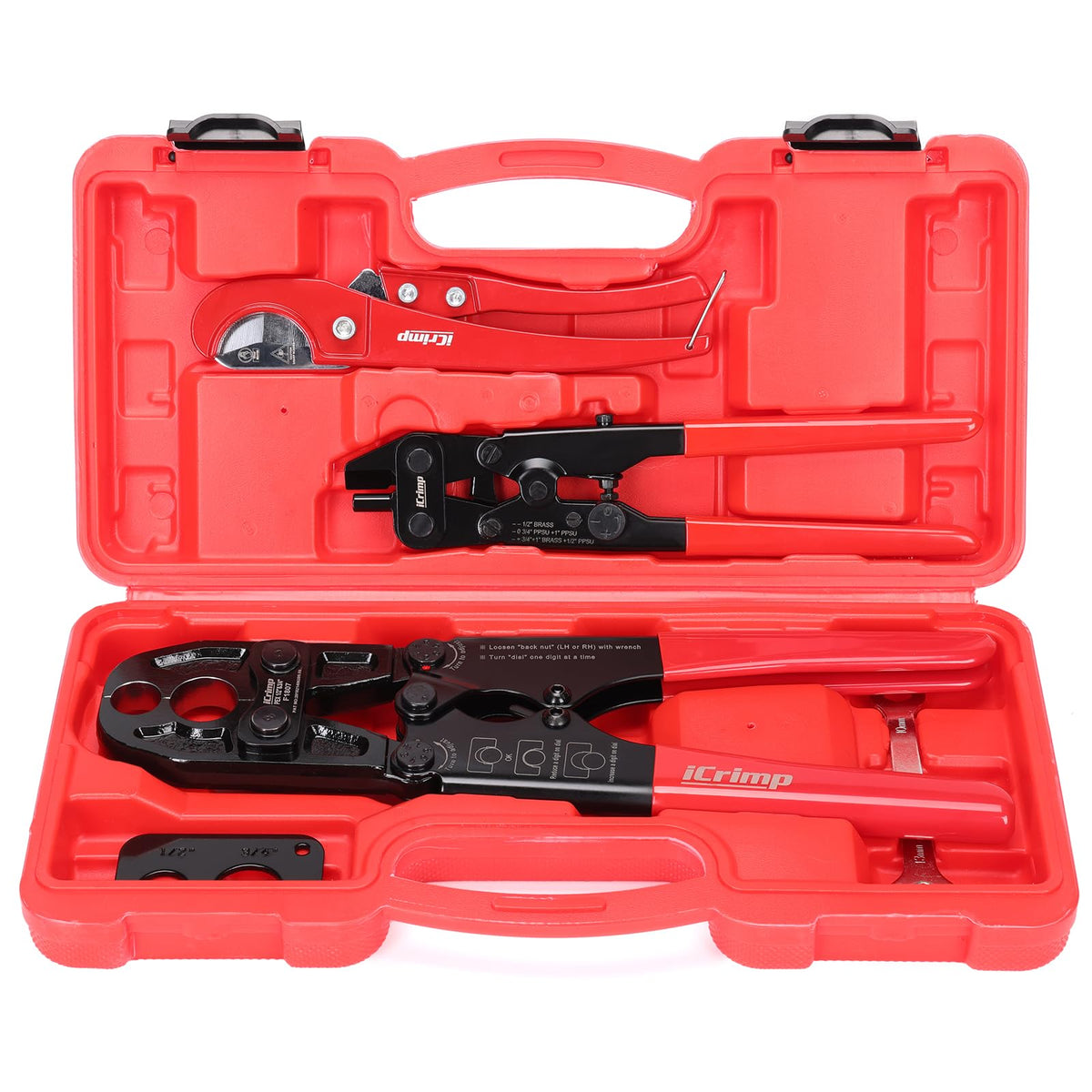 IWISS iCrimp Combo PEX crimping tool for copper rings ensures precise, leak-free connections