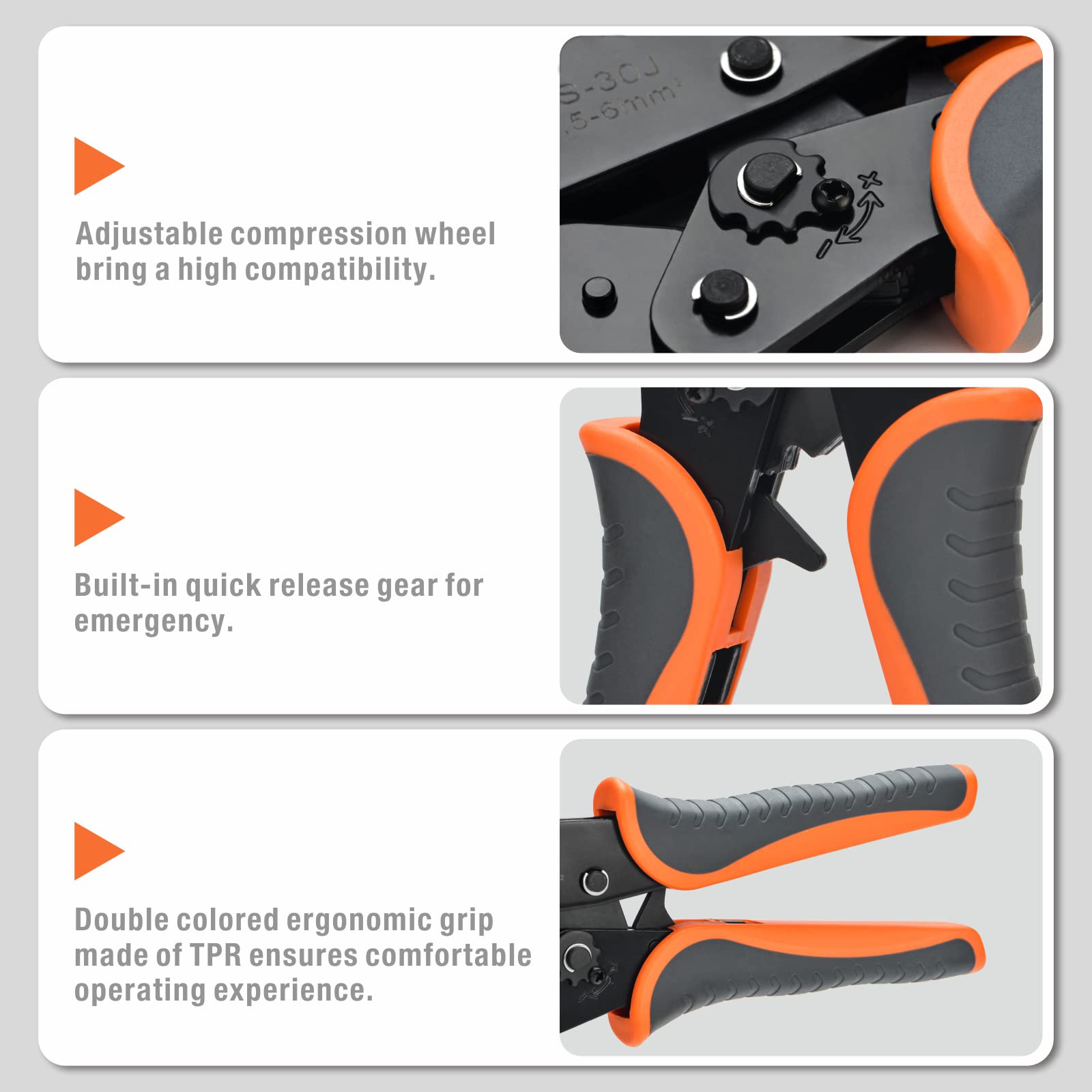 Rust-resistant casting jaws deliver durable, strong crimps.