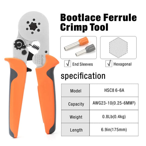 IWISS iCrimp ergonomic handle enables ambidextrous side insertion use.