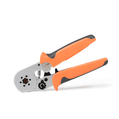 IWISS iCrimp tool showing hexagonal crimp profile for ferrule termination.