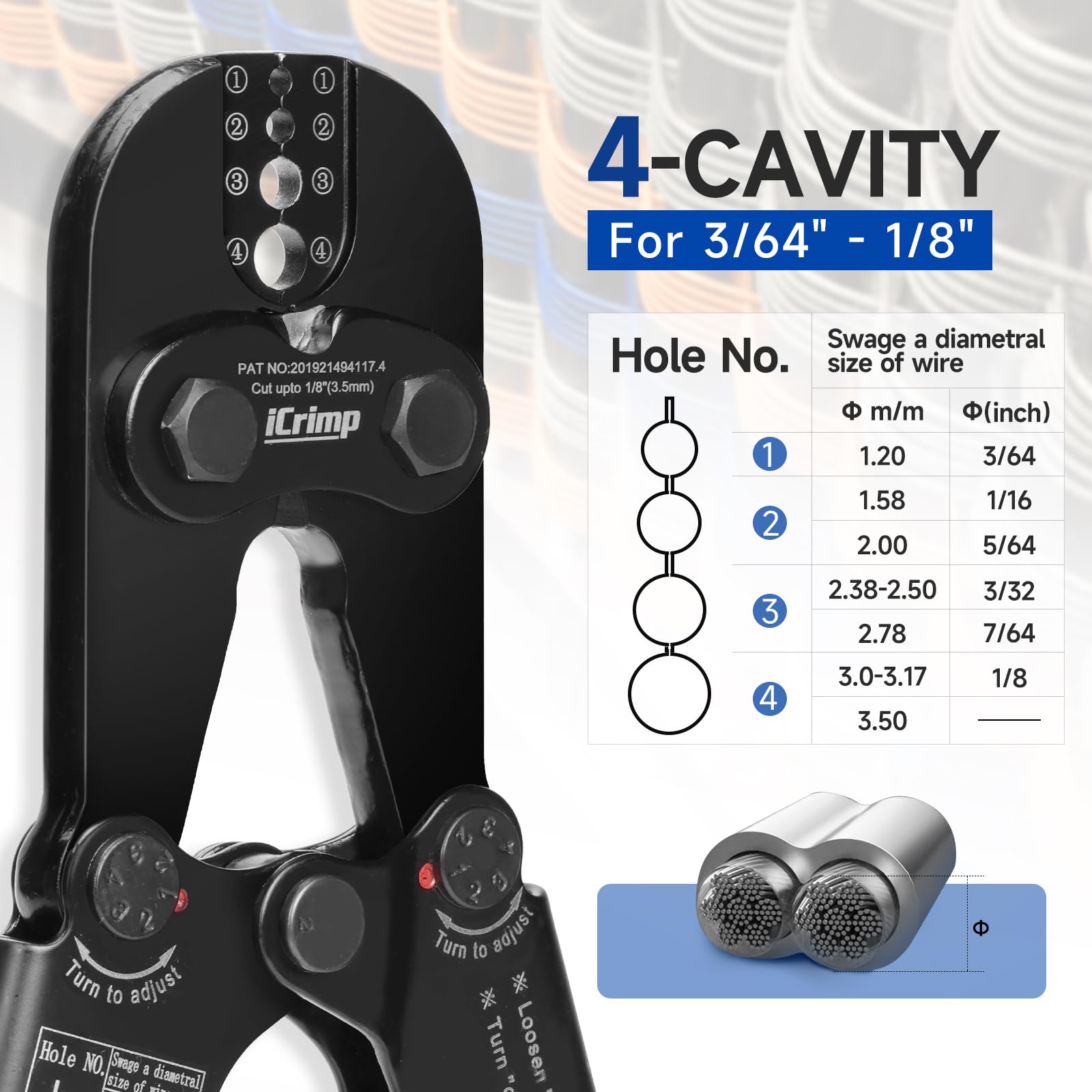 IWISS iCrimp high-strength steel build with black oxide finish