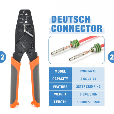 IWISS iCrimp IWD-20 Deutsch crimpers ensure reliable size 20 contact crimps.