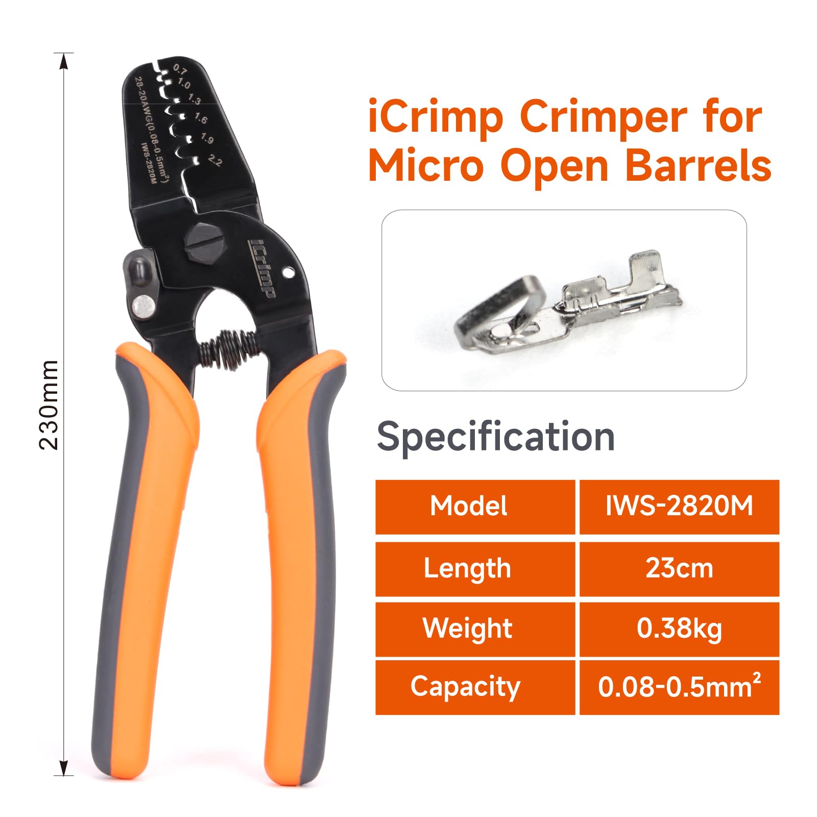 Close-up of IWS-2820M jaws ensuring parallel crimps