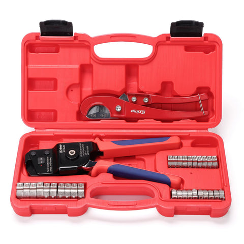 IWISS iCrimp one-hand cinch tool used in overhead installations