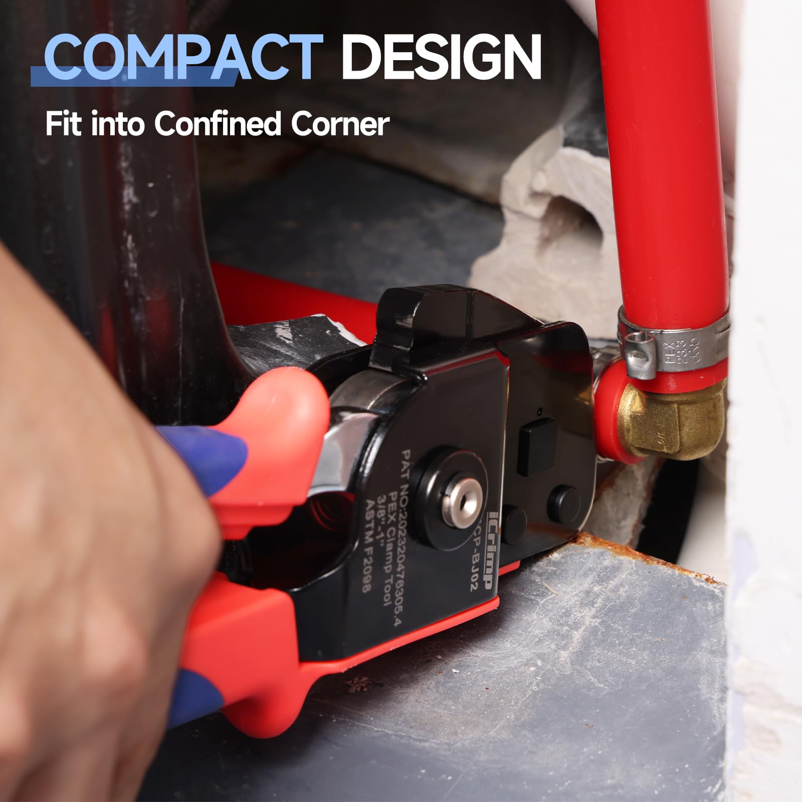 IWISS iCrimp clamp rings compatibility image highlights 3/8–1 inch range