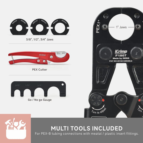 IWISS iCrimp PEX tool with 1/2-inch jaw for versatile connections