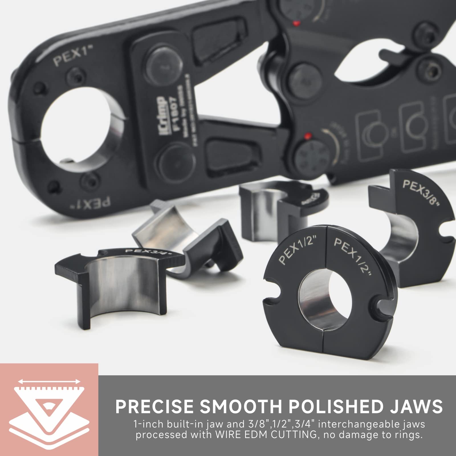 IWISS iCrimp PEX tool 3/8-inch jaw enables compact crimps
