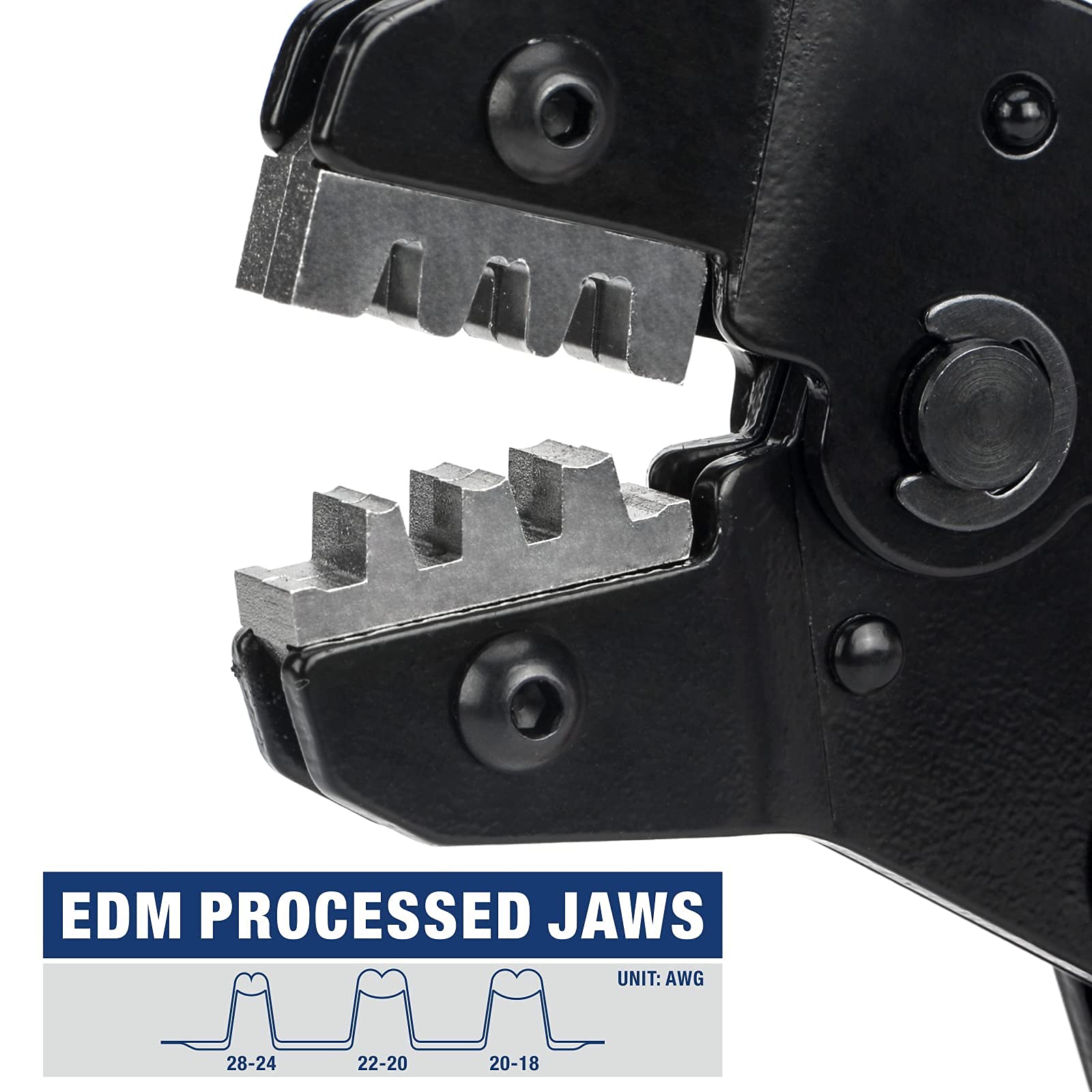 iCrimp SN-28B angled head aids access in tight spaces during crimps