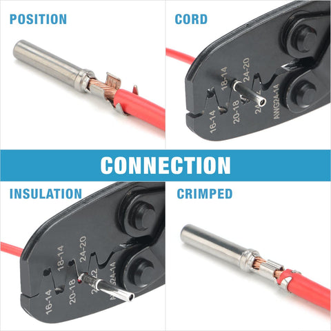 Tool compatible with stamped terminals across AMP, Delphi, and Deutsch brands.