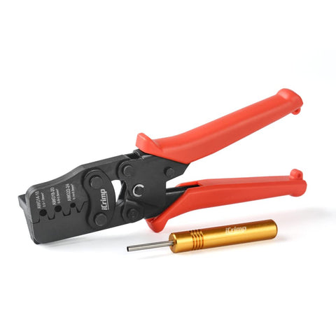 IWISS iCrimp Weather Pack crimp tool front view for precise, one-cycle crimps
