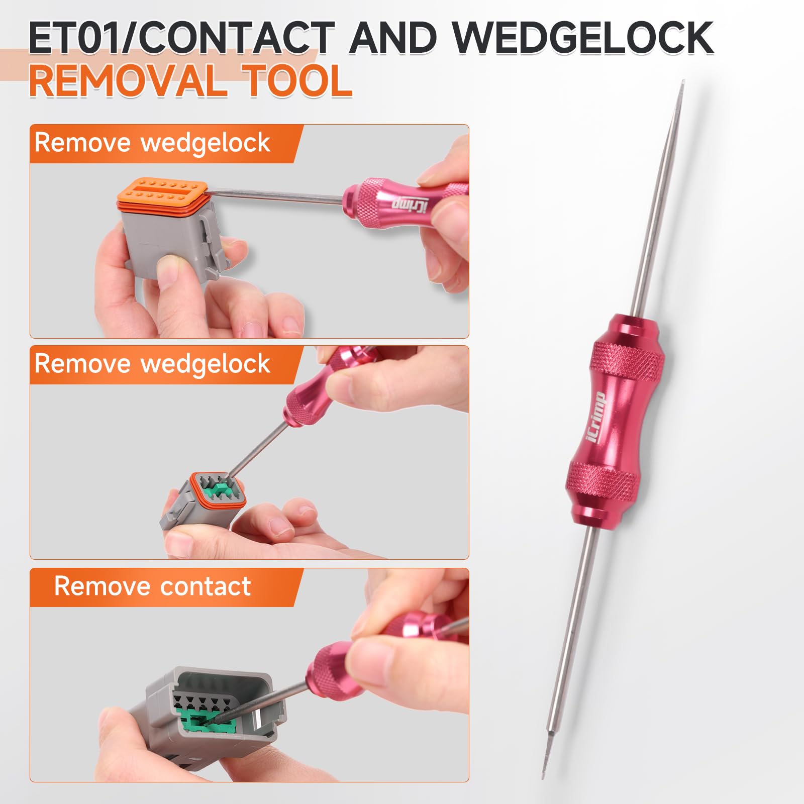 Open barrel terminal crimping tool showing five stations for OEM terminals.