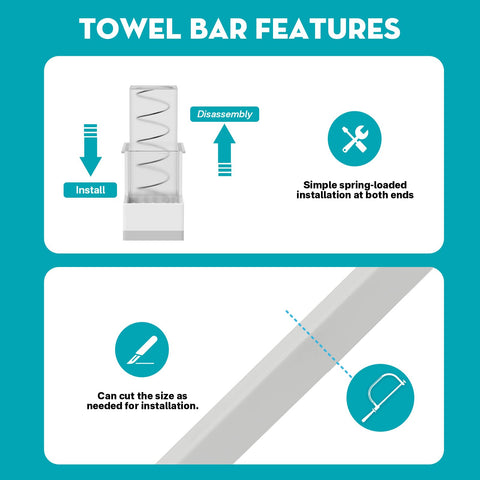 IWIWE adjustable square plastic towel bar with a smooth, modern finish.