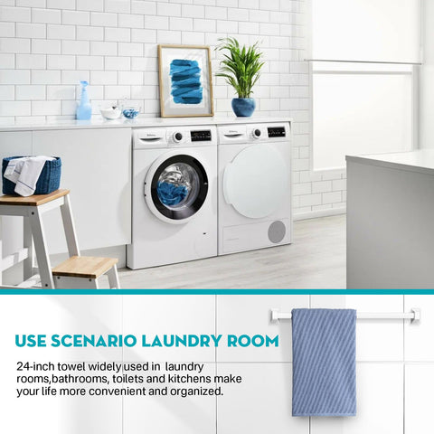 IWIWE ceramic holder-compatible towel bar adds versatility to bathroom organization.