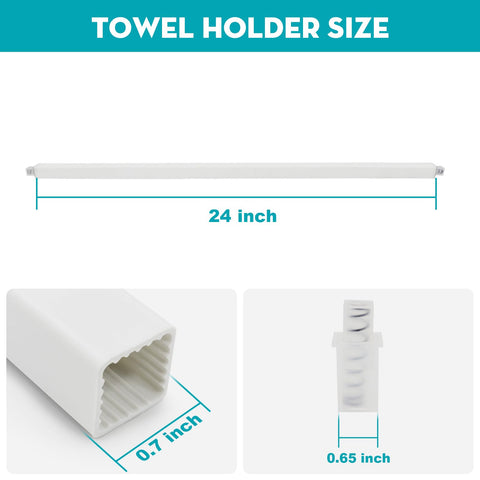 IWIWE towel bar with spring-loaded ends for quick, secure installation.