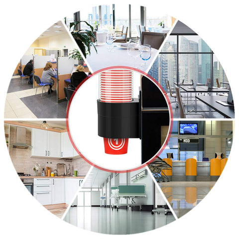IWNTWY cup dispenser in use beside a water dispenser to organize cups.