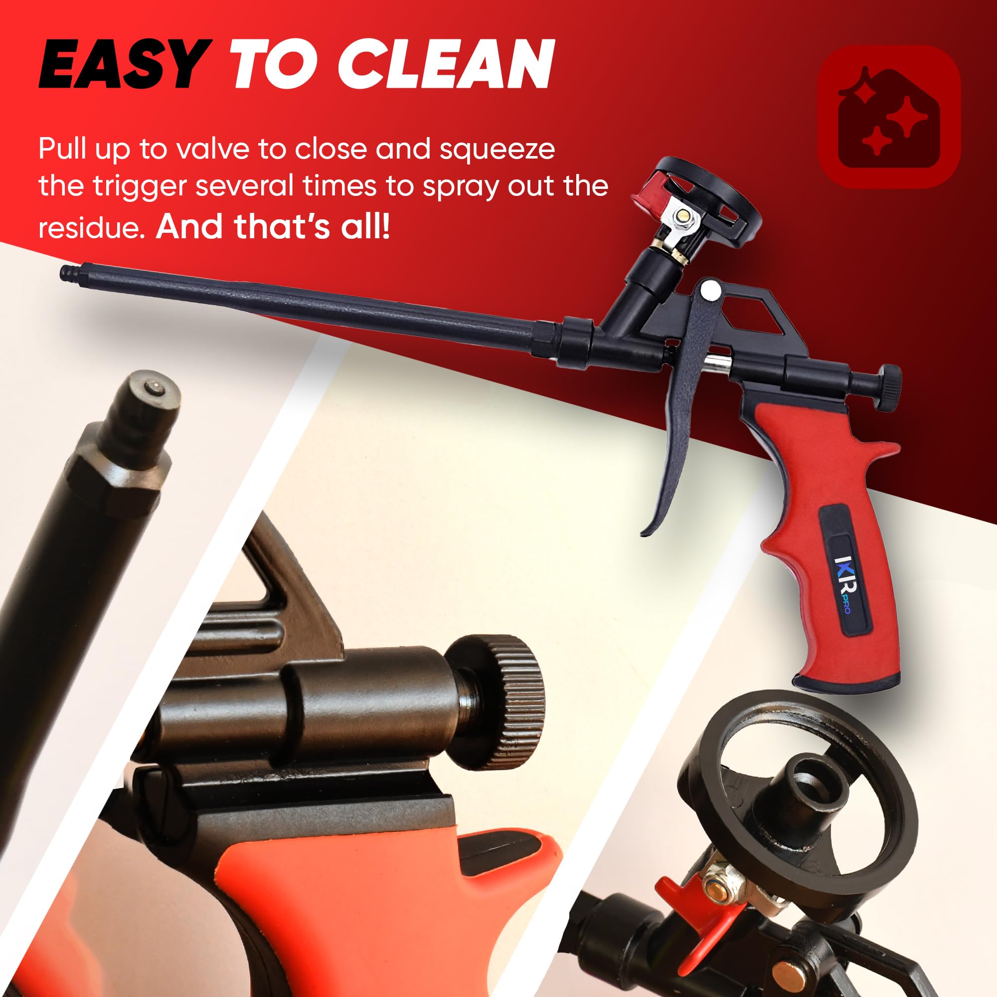 ixirpro foam gun copper nozzle detail highlighting waste-reducing design