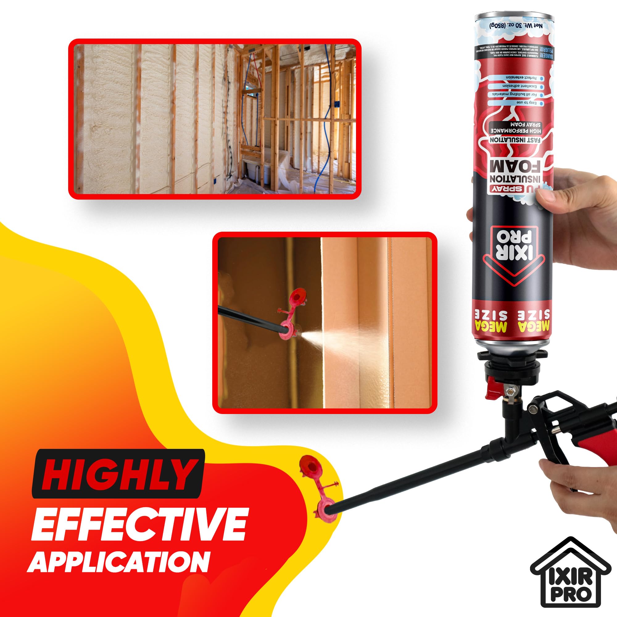 Ixirpro foam applied on walls and ceilings for reliable insulation.