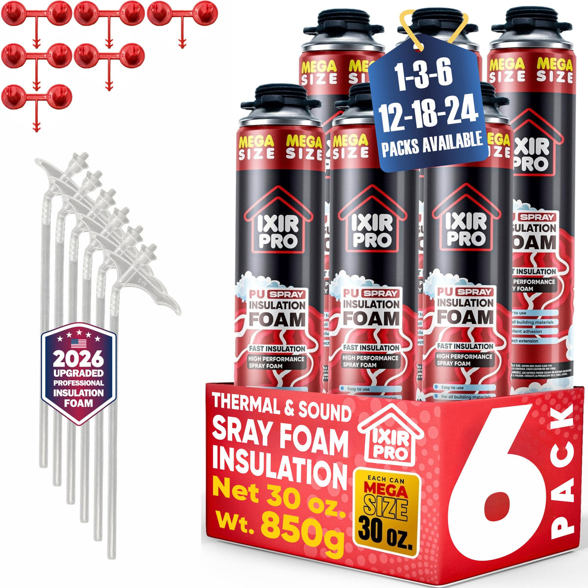 Ixirpro mega-size spray foam can ready for large-area insulation projects.
