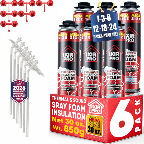 Ixirpro mega-size spray foam can ready for large-area insulation projects.