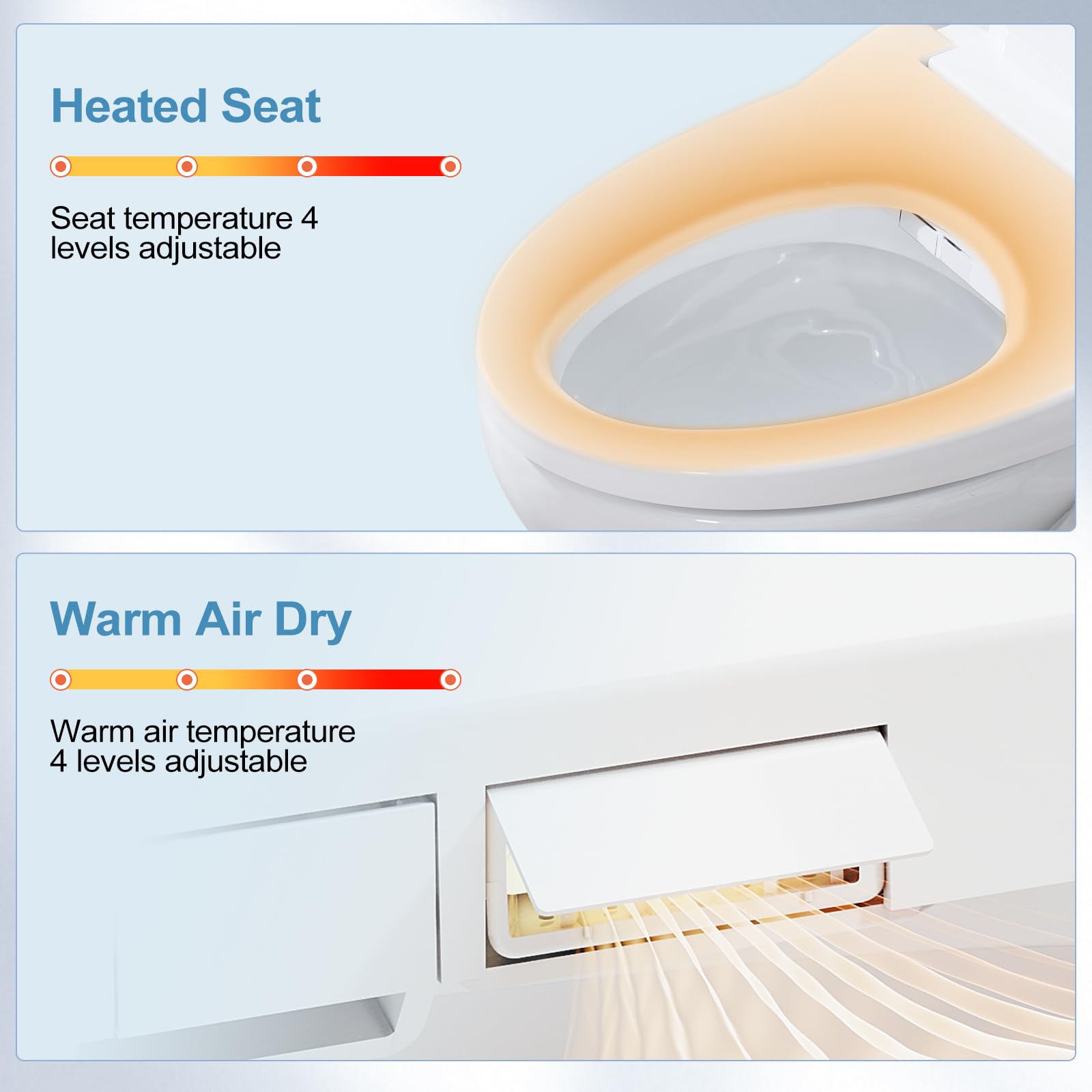 IYTATA electric bidet seat built-in warm air dryer for quick drying