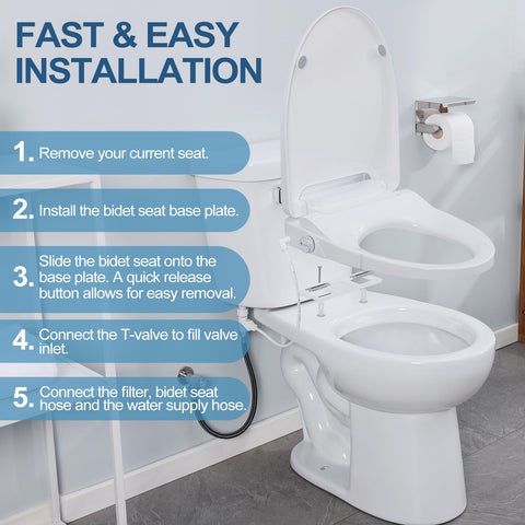 IYTATA electric bidet seat LED nightlight guiding nighttime use