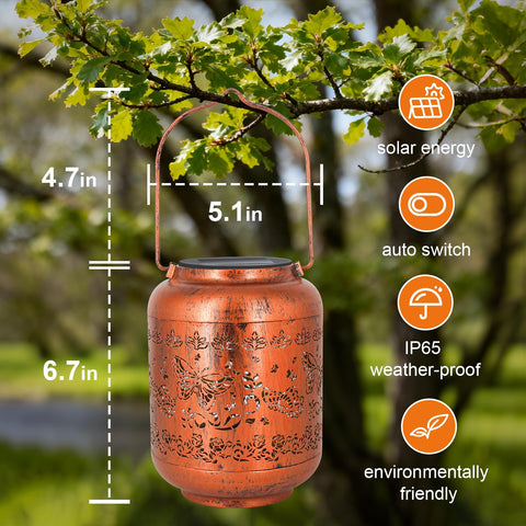 IYEZIGI copper finish lantern offers elegant, gift-ready garden lighting.