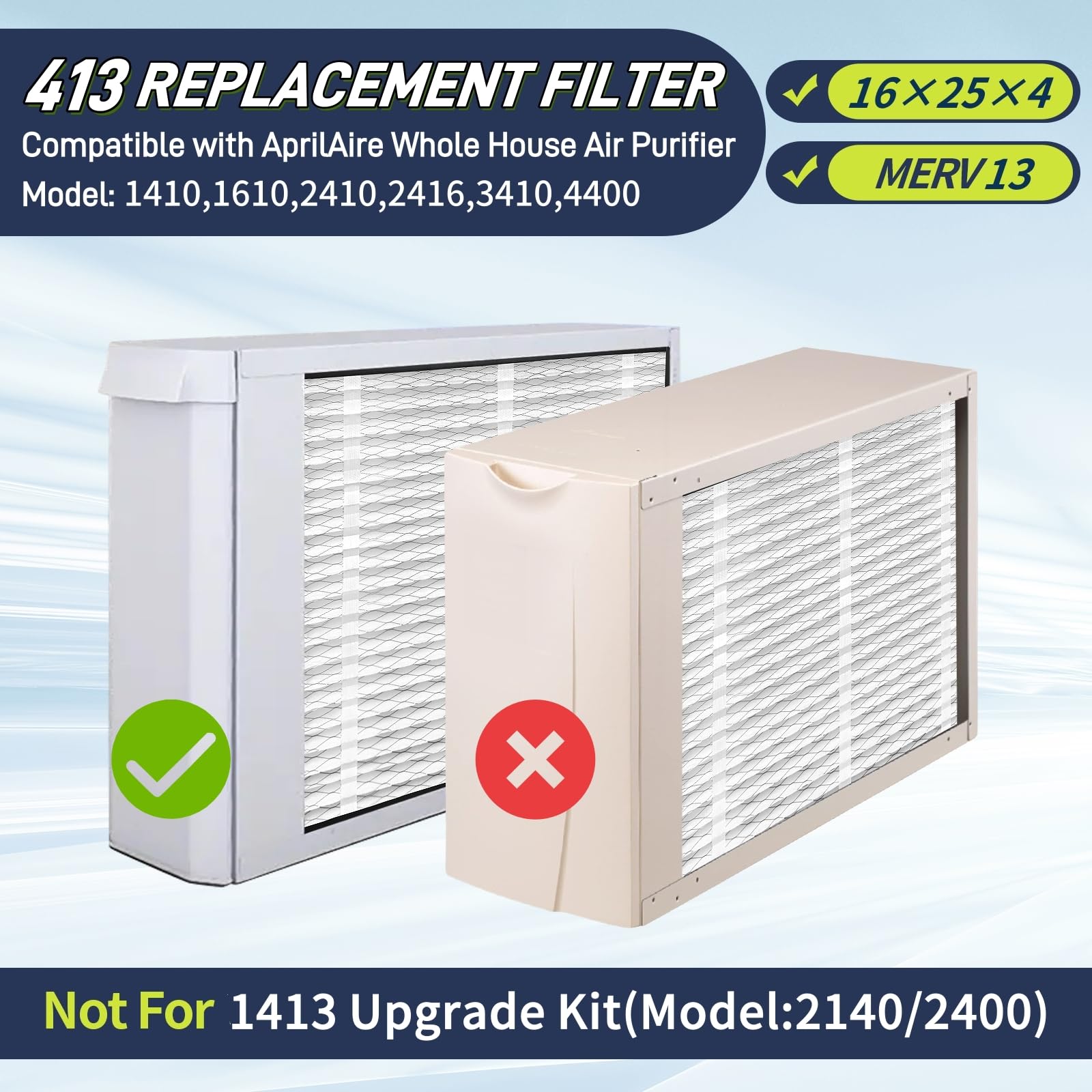 IYOUYA 413 replacement filter pack folded-design for easy handling and storage.