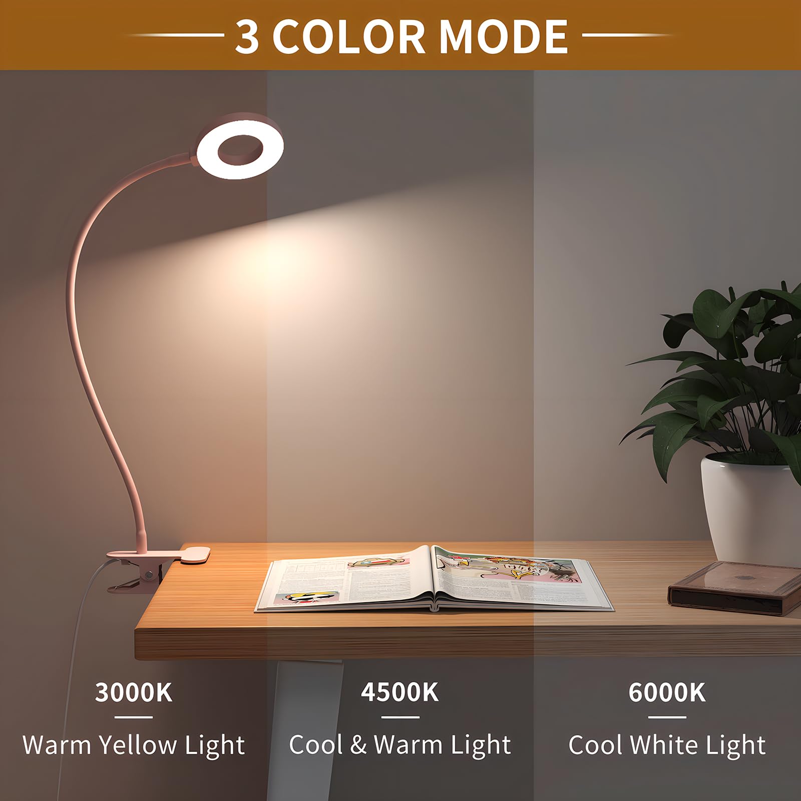 iZELL desk lamp 15.8-inch flexible arm for precise lighting direction