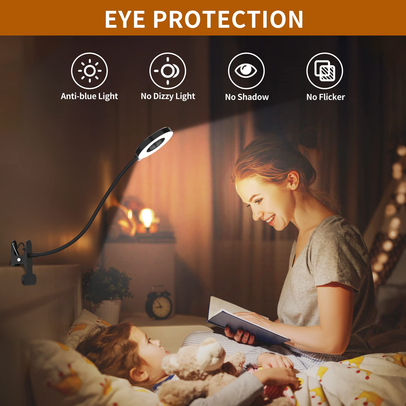 iZELL desk lamp with 27.6-inch flexible arm adjusts light direction