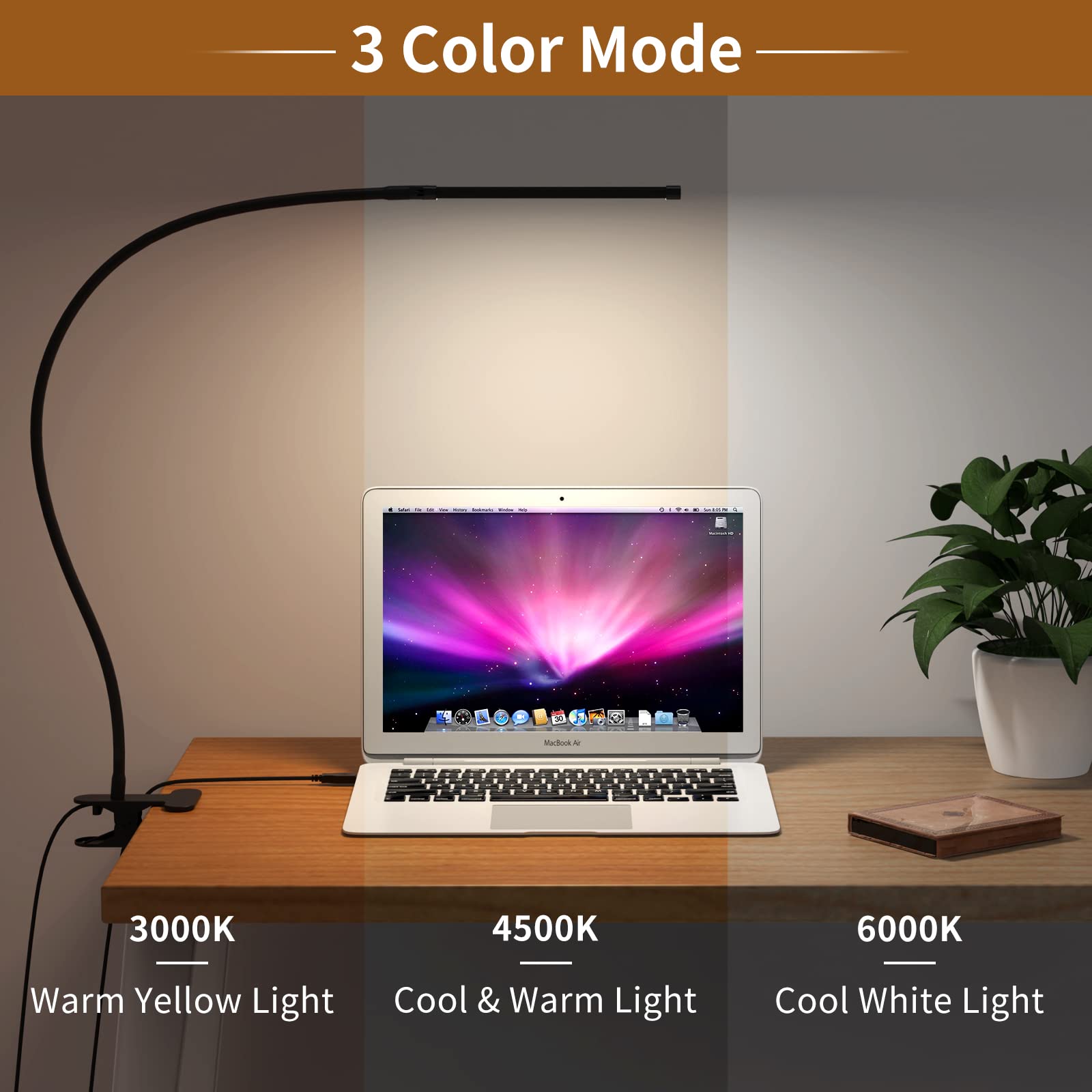 iZELL LED Desk Lamp gooseneck offers 360-degree adjustability for precise lighting