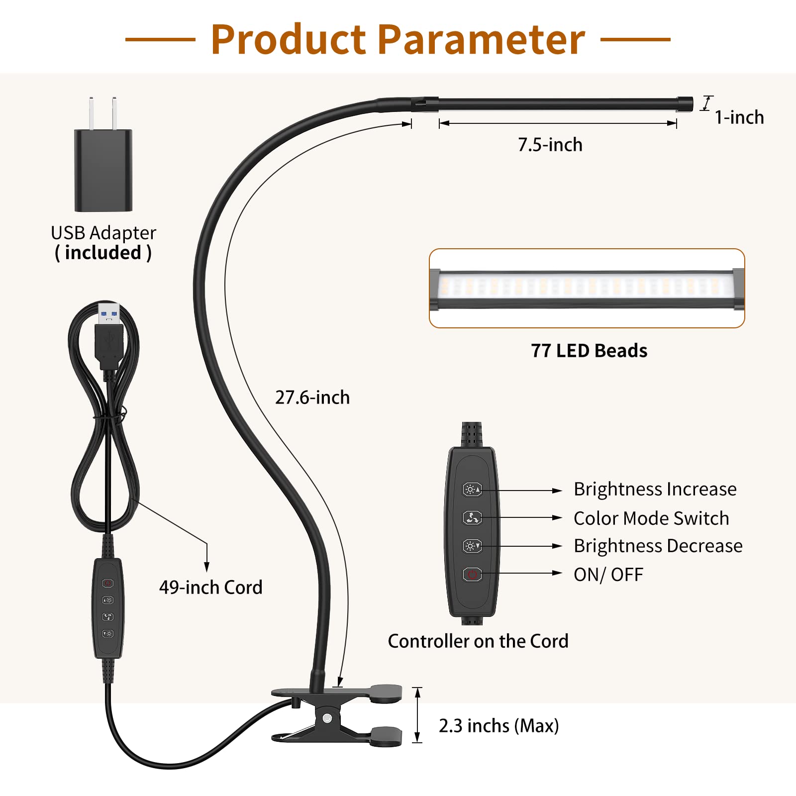 iZELL LED Desk Lamp USB power cable enables versatile powering options