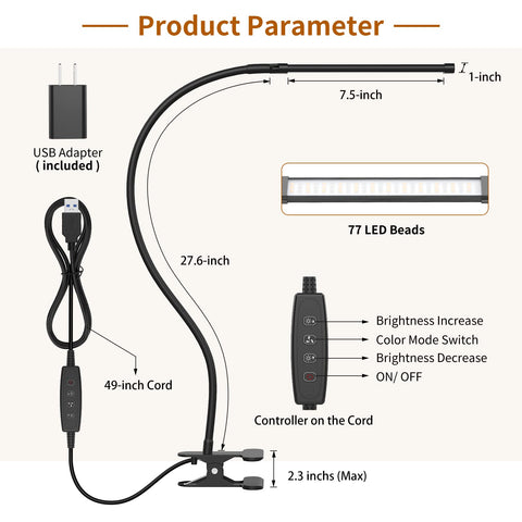 iZELL LED Desk Lamp USB power cable enables versatile powering options