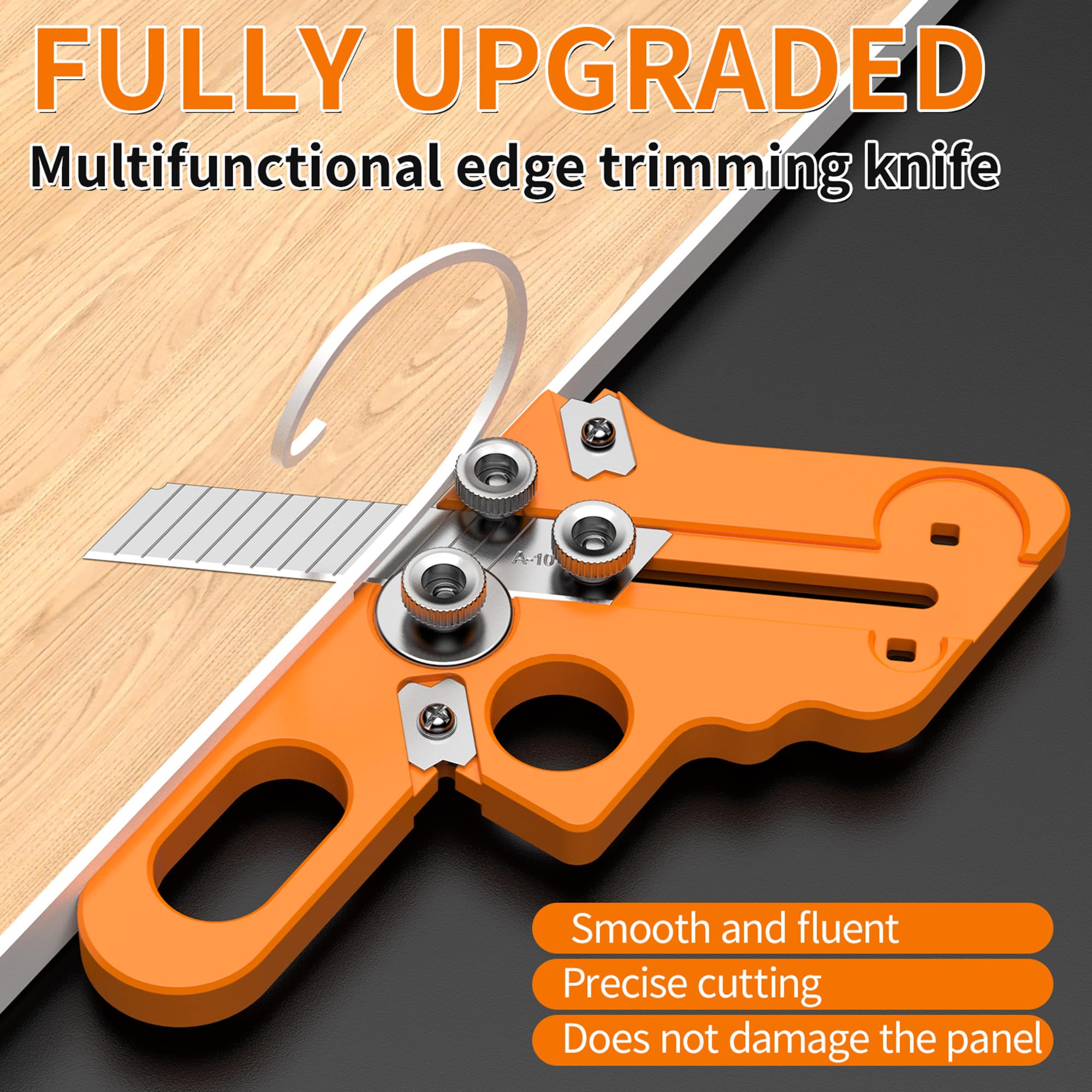 IZIO Edge Banding Trimmer adjustment screws enable quick blade setup.
