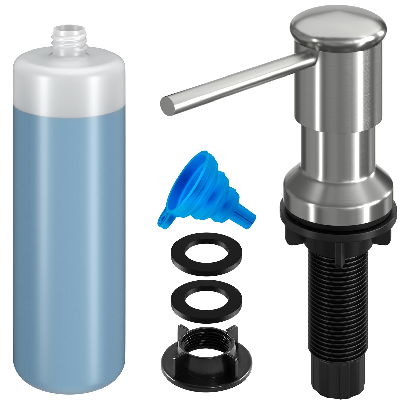 Izolor brushed nickel dish soap dispenser adds durable style to the kitchen.