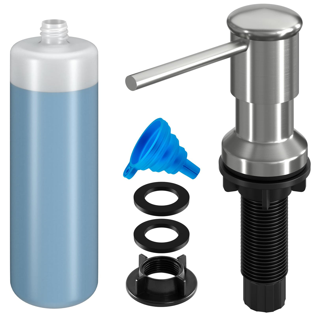 Izolor brushed nickel dish soap dispenser adds durable style to the kitchen.