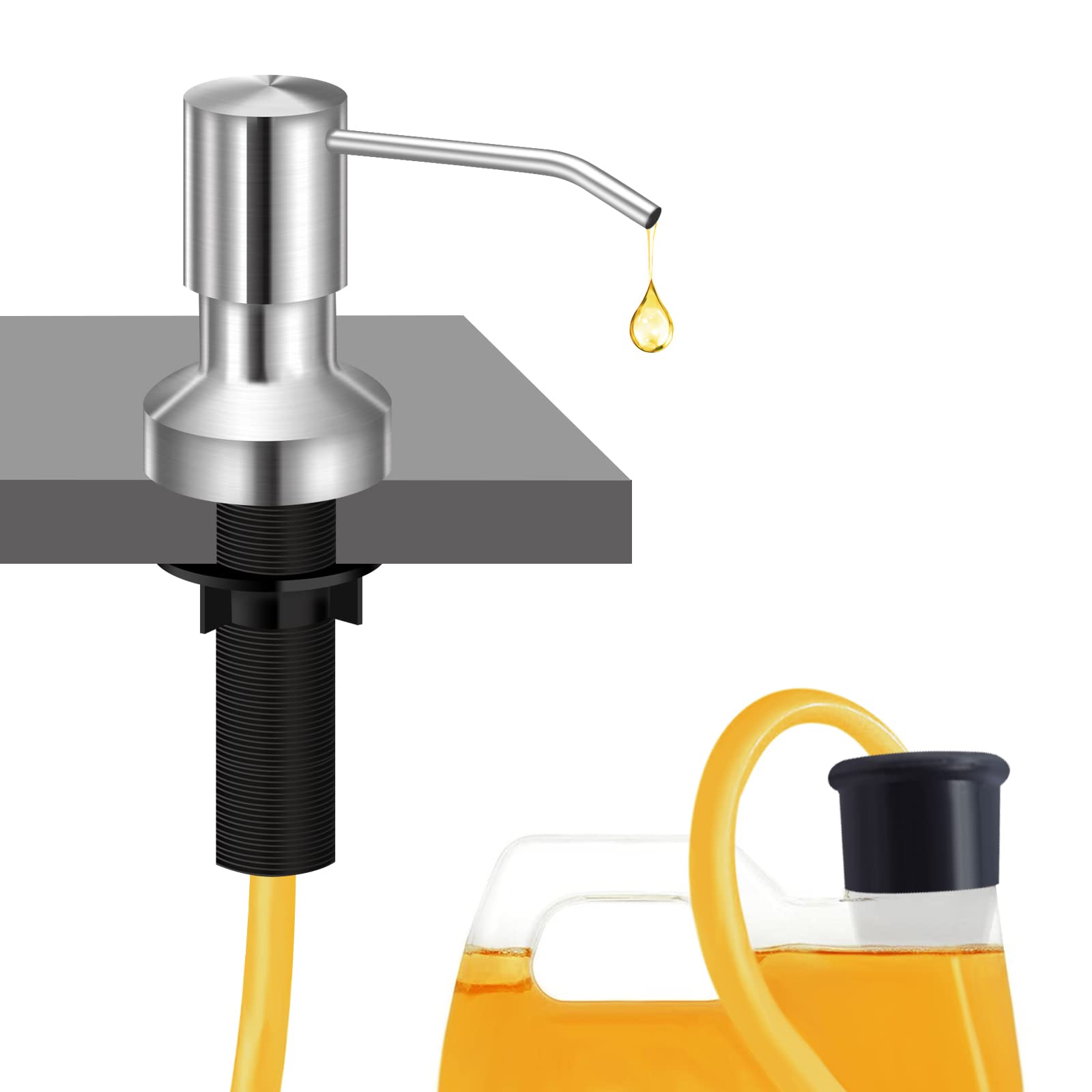 izolor sink soap dispenser in brushed nickel for a sleek built-in kitchen look