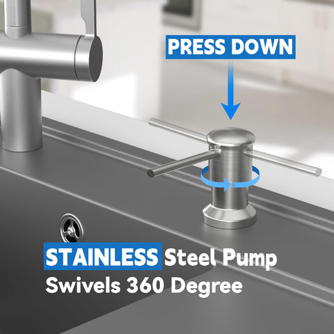 Izolor wide pump head offers quick, mess-free soap access.