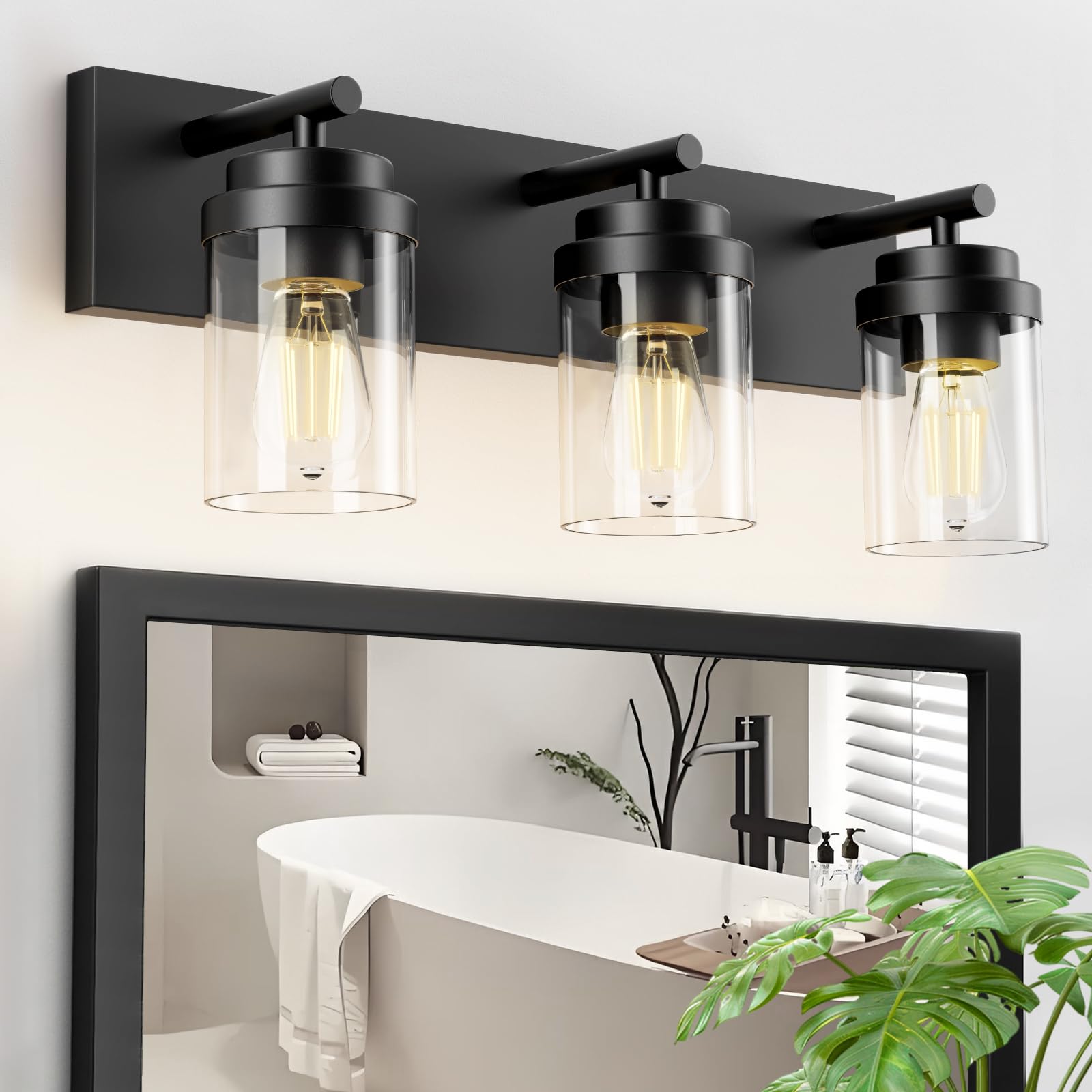 IZORRO 3-light vanity fixture over mirror with a stable base for secure mounting.