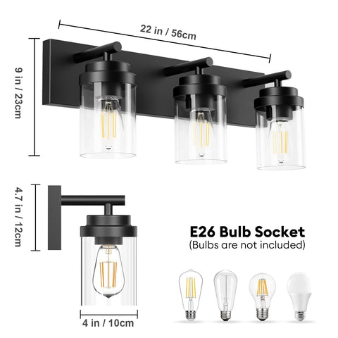 IZORRO matte black finish vanity light adds modern farmhouse style.