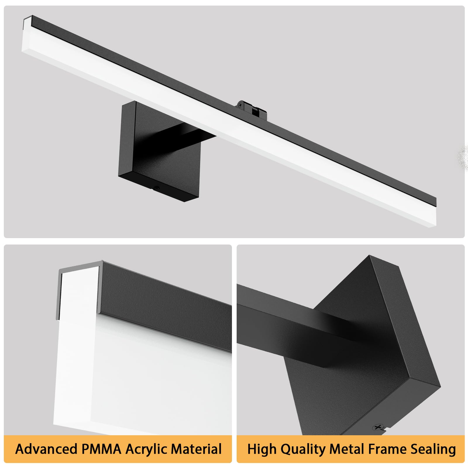 IZORRO black vanity light over mirror with dimmable illumination