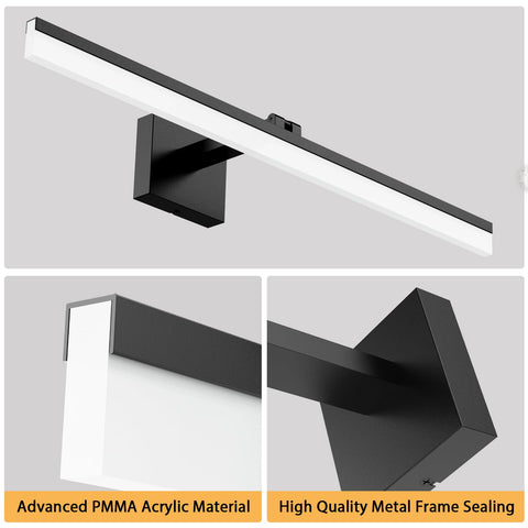 IZORRO black vanity light over mirror with dimmable illumination