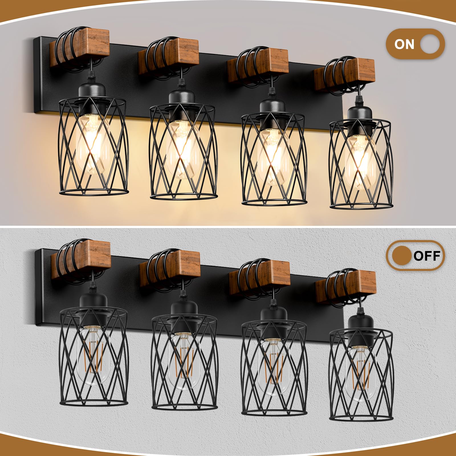 IZORRO durable bathroom fixture combines solid wood and metal for long-lasting brightness.