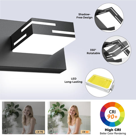 IZORRO matte black vanity light with dimmable control for customizable mood and tasks