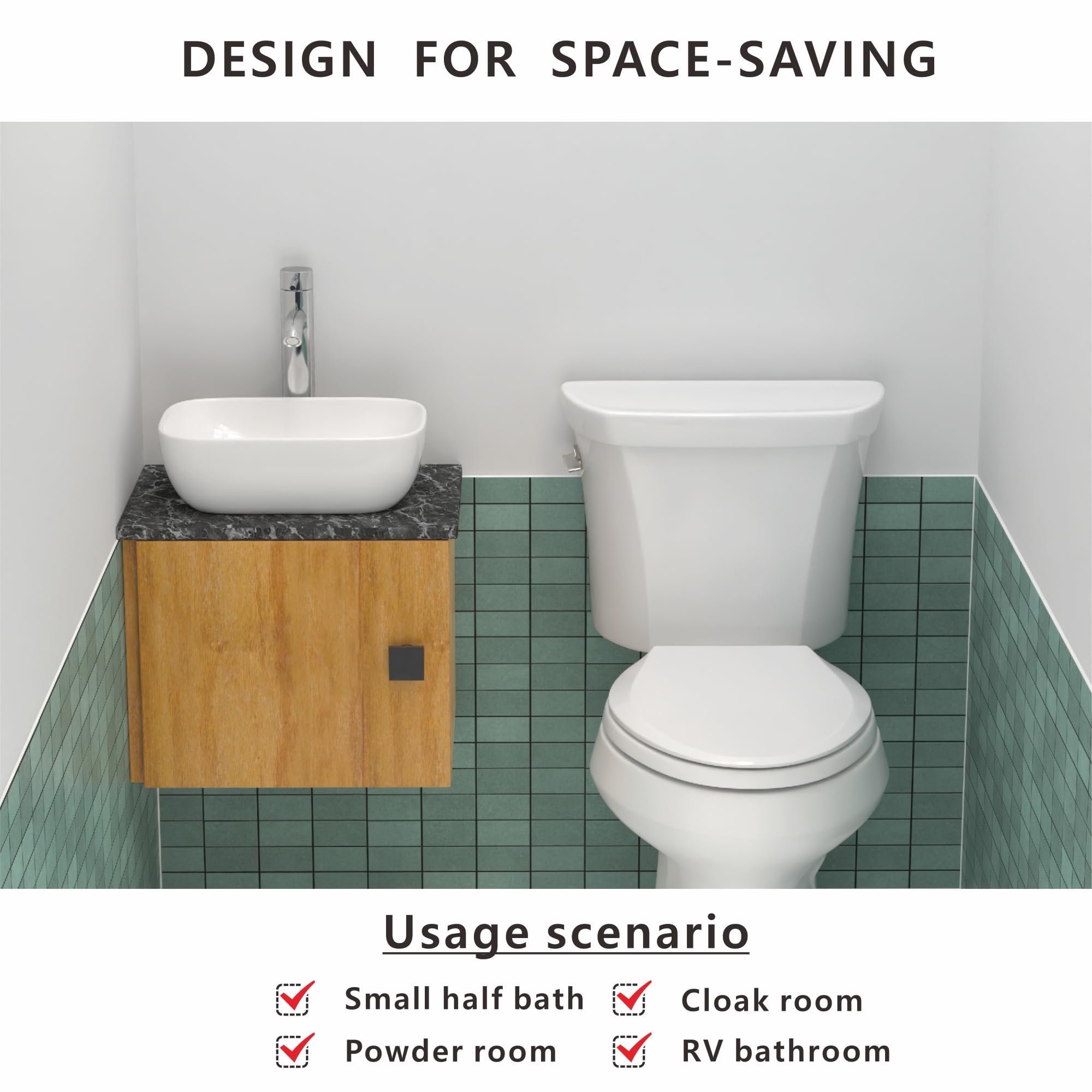 J-FAMILY compact bathroom sink 14.5 by 10 inches for tight spaces.