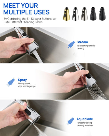 J-HVA chrome finish sprayer head for durability and modern look