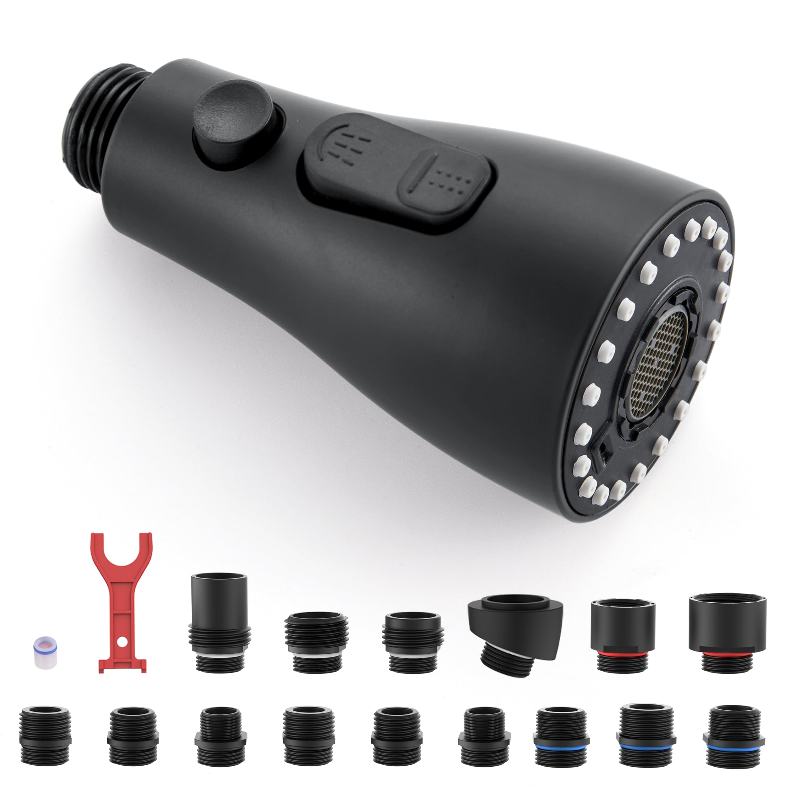 J-HVA pull-down sprayer head in matte black for versatile kitchen use