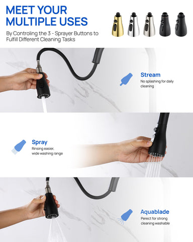 J-HVA sprayer head with 15 connectors for broad faucet compatibility