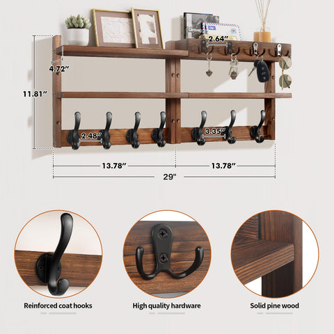JAC HouseHold wall-mounted coat rack with multiple hooks keeps jackets and bags neatly hung.